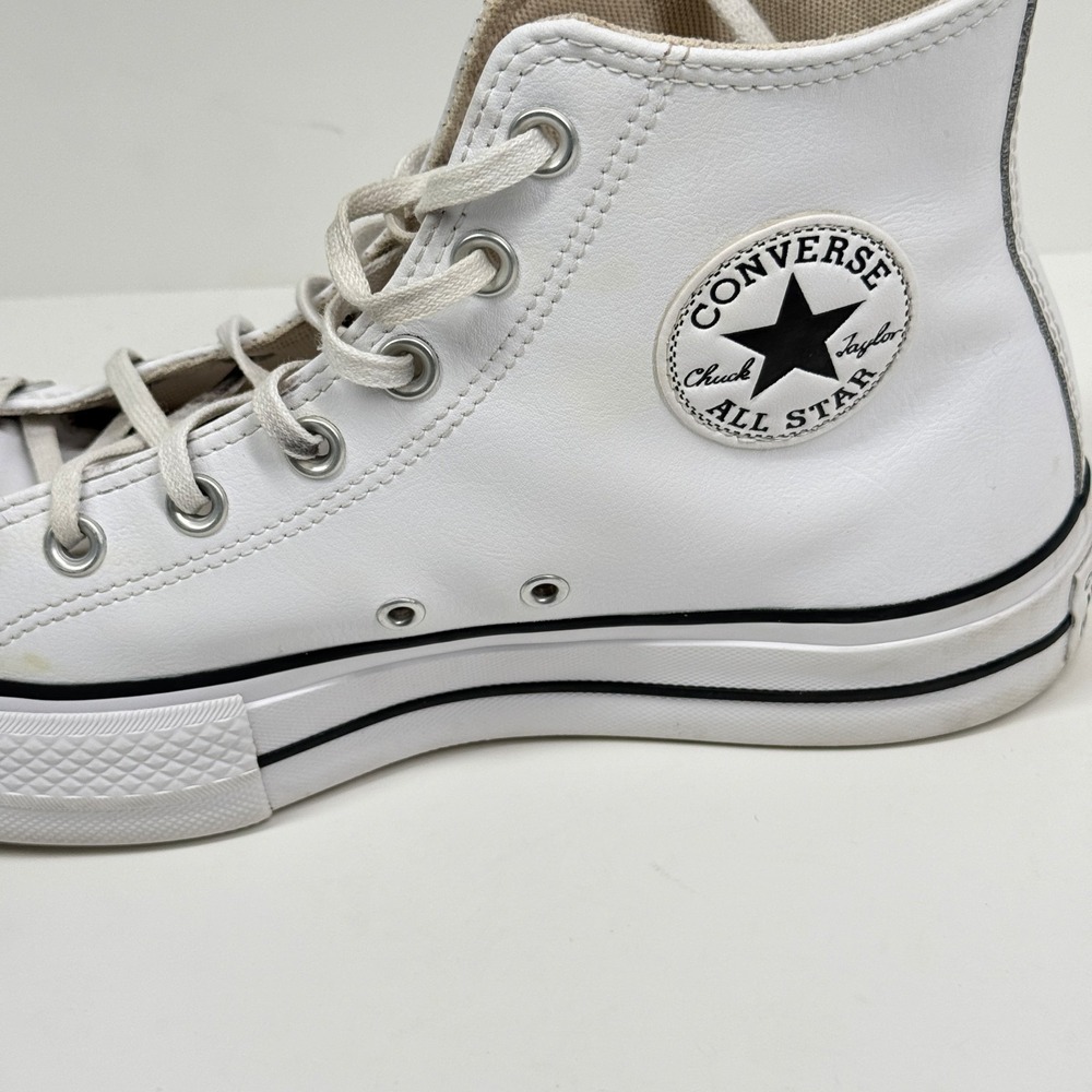 Converse Chuck Taylor All Star Women's Platform Hi White Leather Sneakers Size 9 - Picture 7 of 11